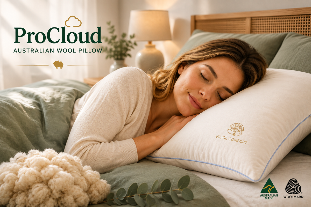ProCloud breathable pillow compared to a flattened synthetic pillow after 12 months of use showing superior loft retention