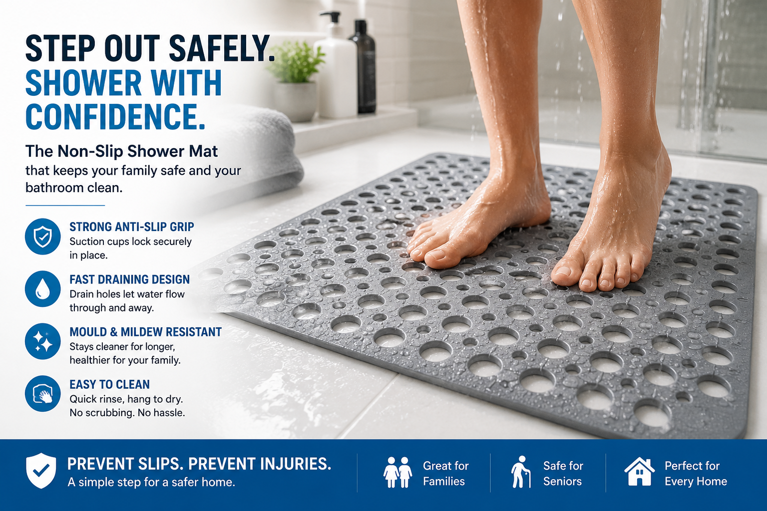 Suction Shower Mat With Drain Holes: The PVC Alternative That Stays Clean and Grippy