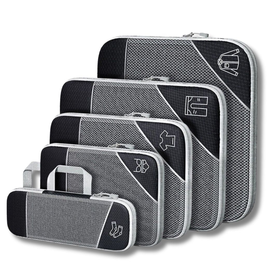 Simplify Australia Compression Packing Cubes neatly organised in suitcase