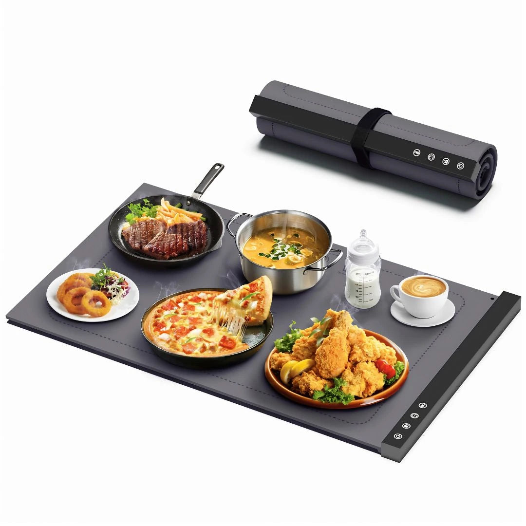 Adjustable temperature electric warming mat for buffets and home entertaining