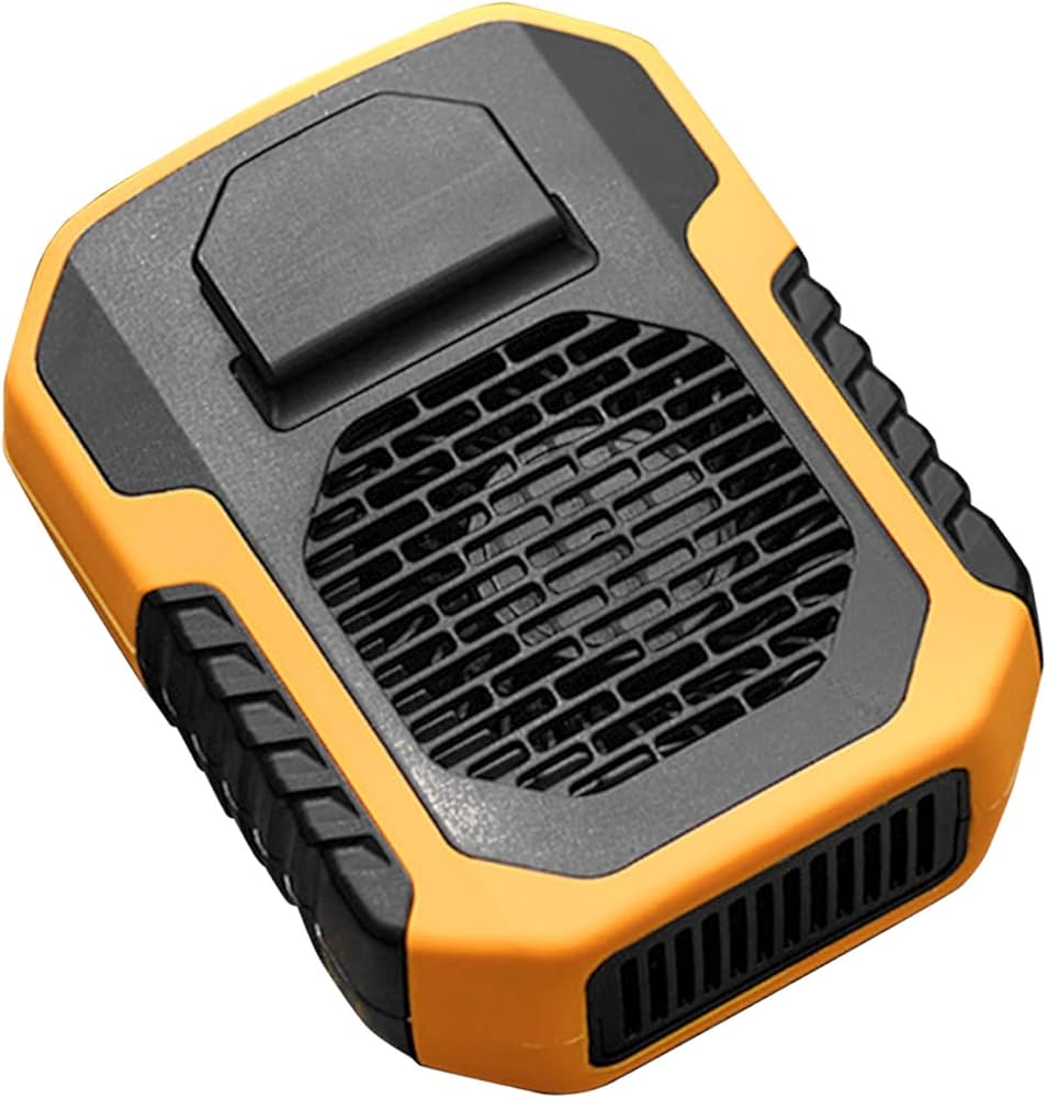 CoolClip waist fan clipped to clothing outdoors