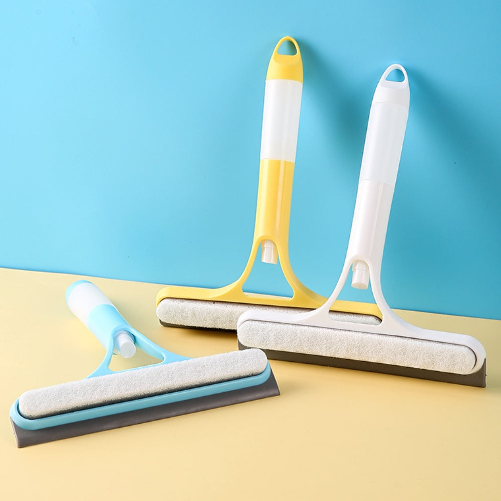 3 in 1 glass cleaner with soft sponge and rubber squeegee cleaning bathroom mirror