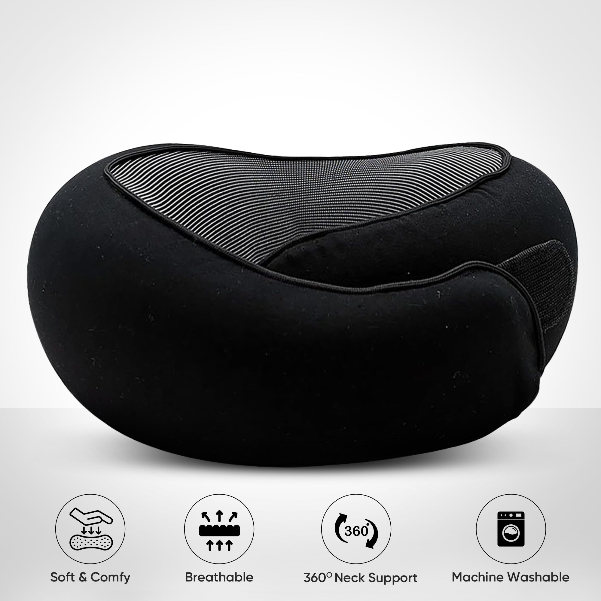 Travel neck pillow with 360 degree support for flights