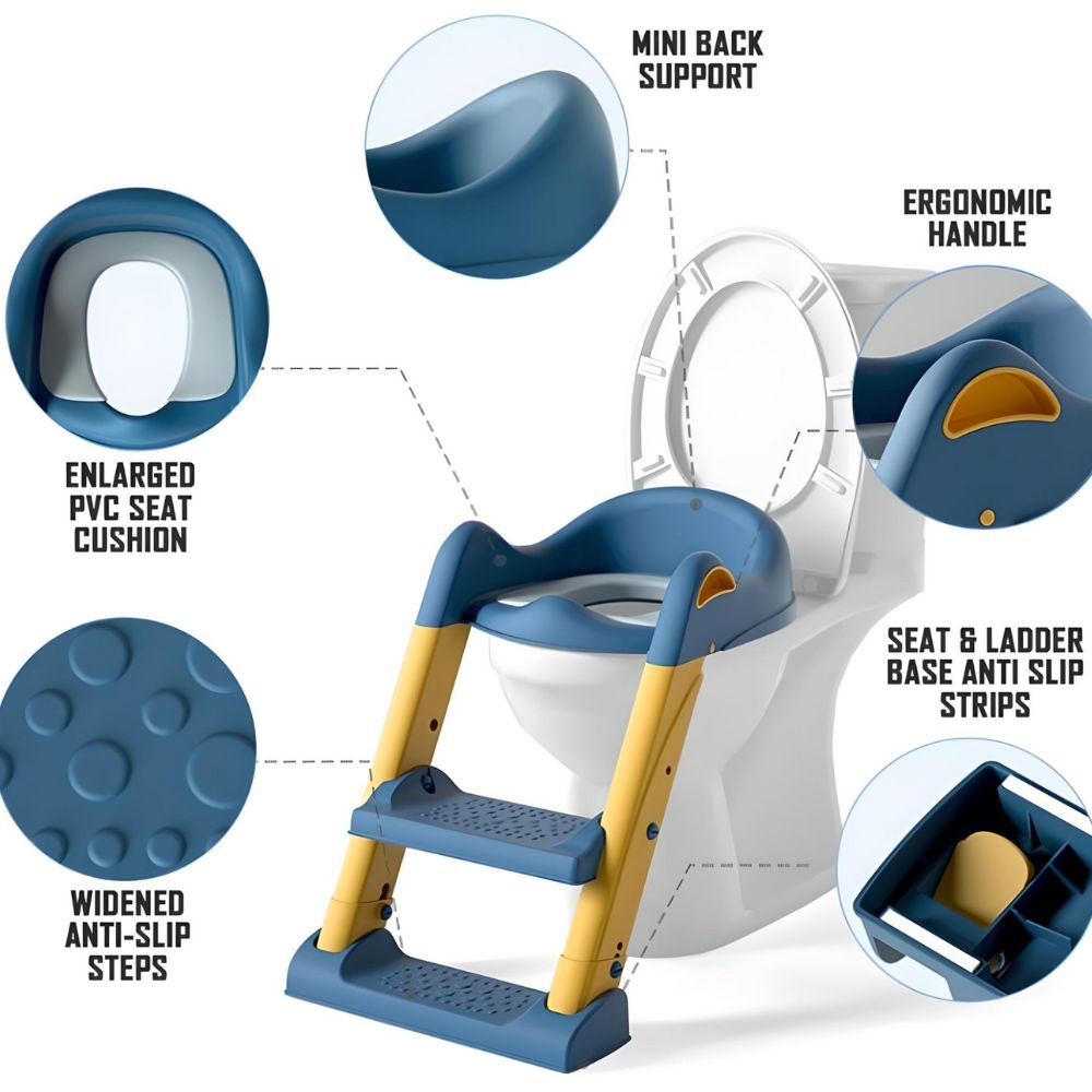 Child sitting confidently on LittleLift toilet trainer seat