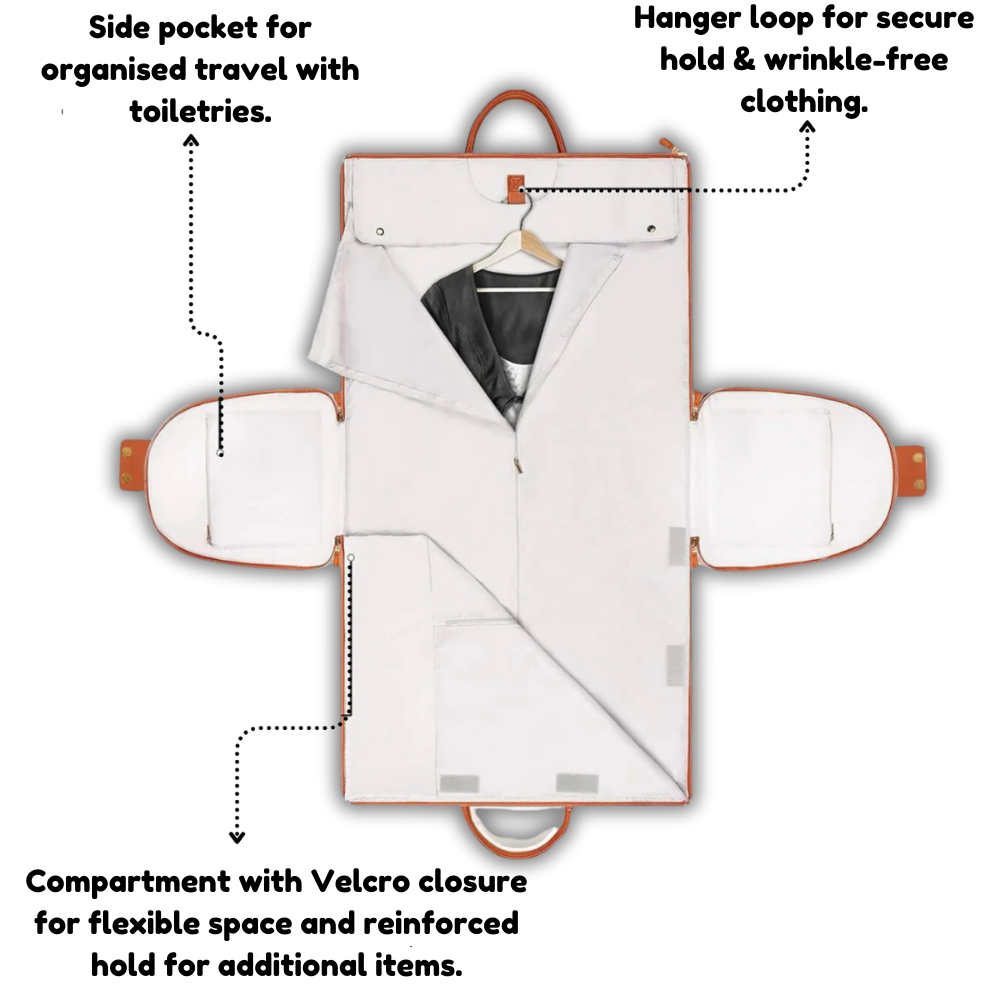 Lightweight leather carry-on bag that folds flat for storage