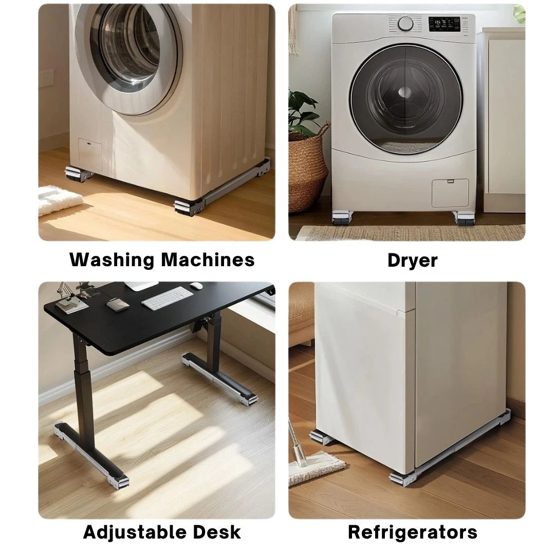 Adjustable fridge stand with wheels for easy appliance movement