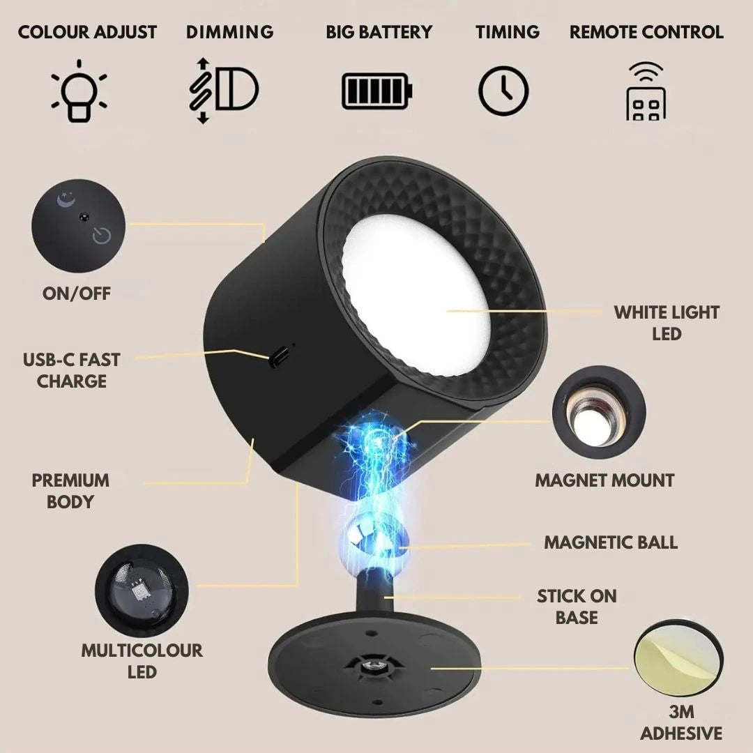 Hands installing rent friendly wall light using 3M adhesive