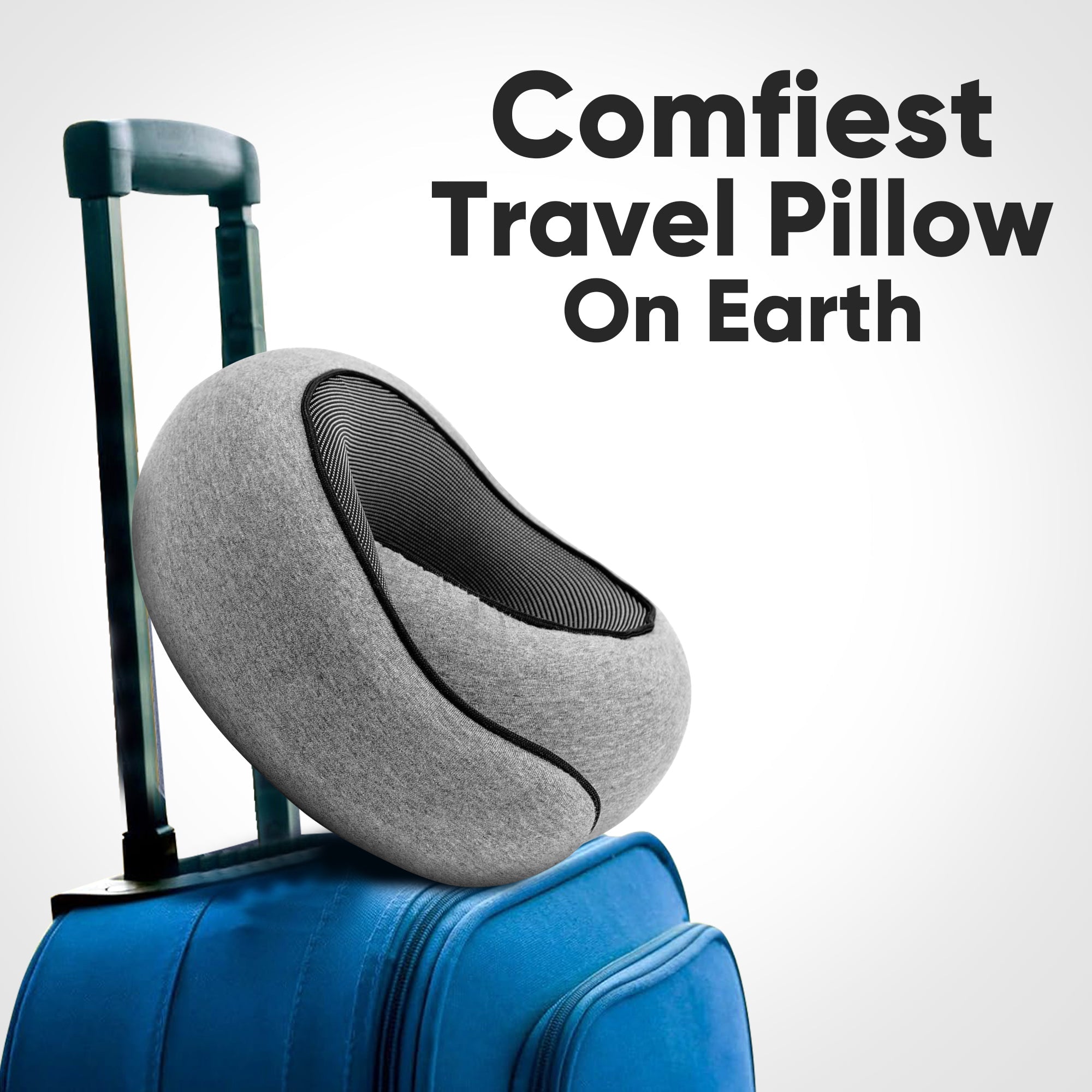 Memory foam travel pillow preventing neck pain on planes