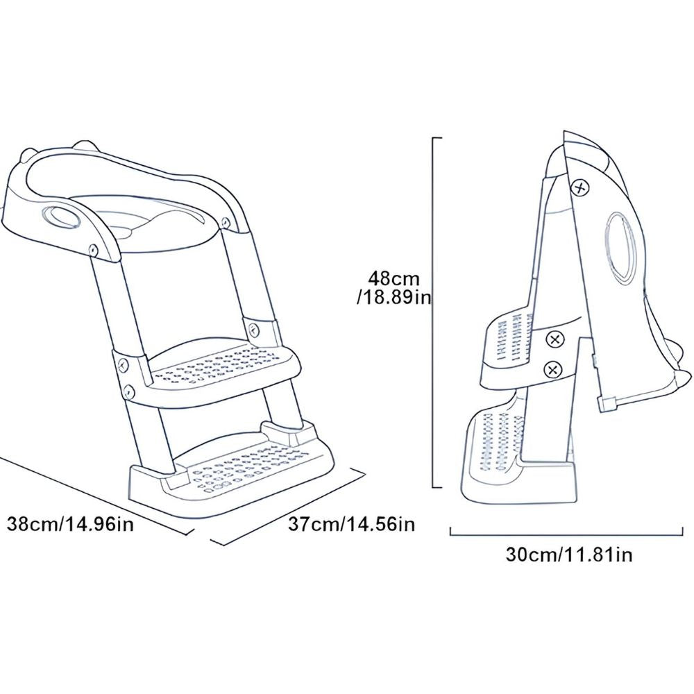 Potty training ladder with adjustable step height and non-slip pads
