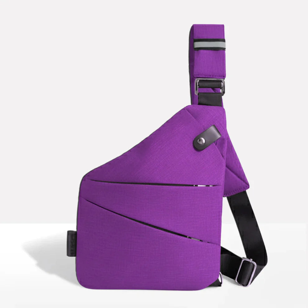 Crossbody bag with hidden zipper pockets for valuables