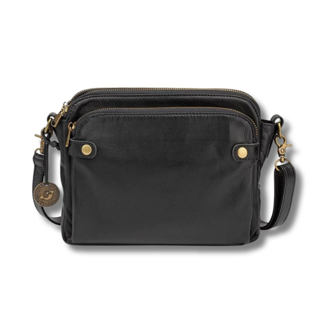 Anti-theft leather travel purse for women buckle lock close up
