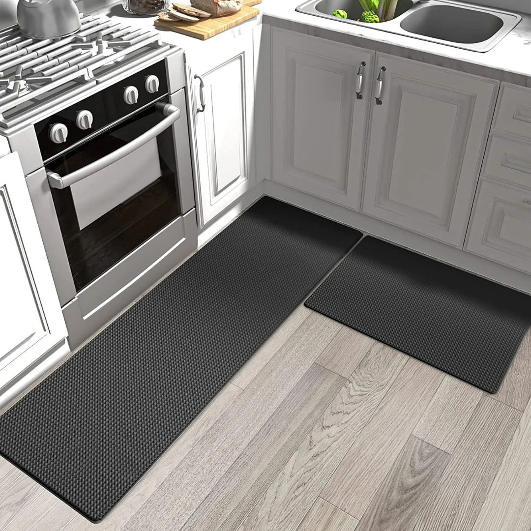 ComfortStep anti fatigue kitchen mat cushioned non-slip on tile floor by sink