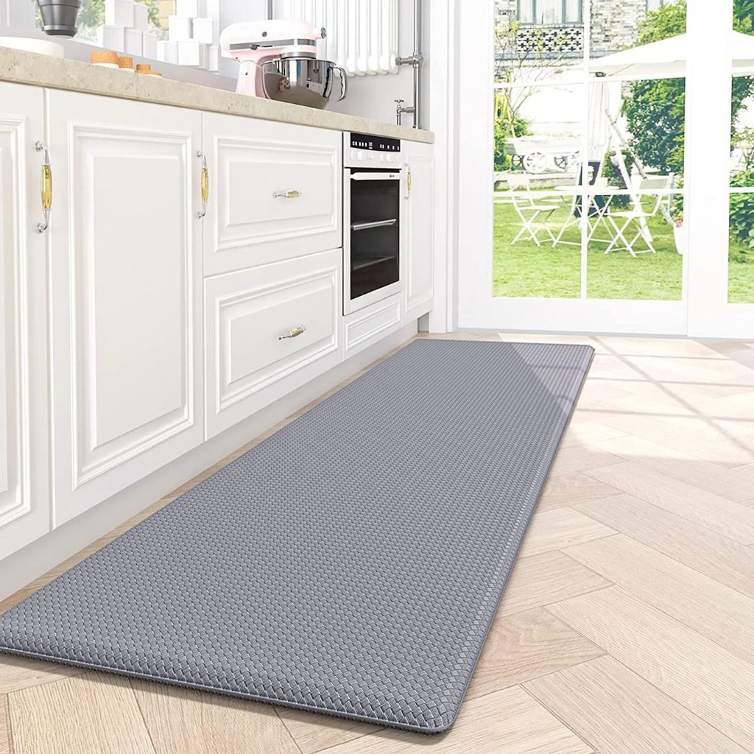 ComfortStep cushioned standing mat placed in laundry room for comfort at sink