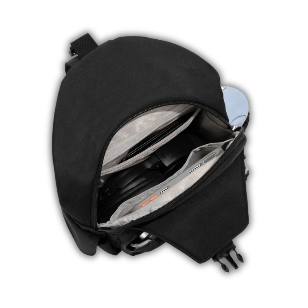 Convertible crossbody backpack with RFID-blocking protection for travellers