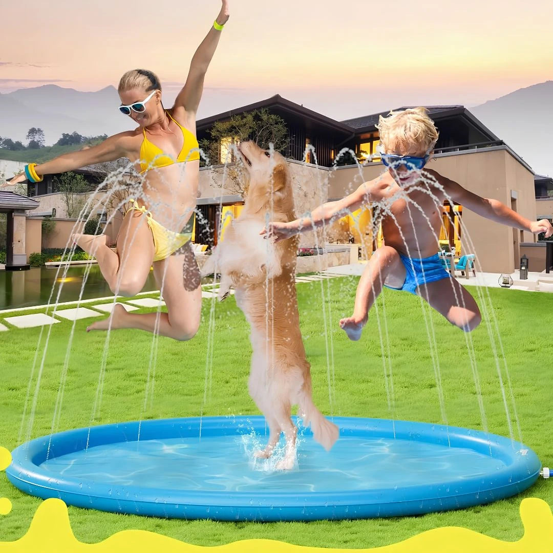 CoolPaws splash pad for dogs and kids in backyard summer play