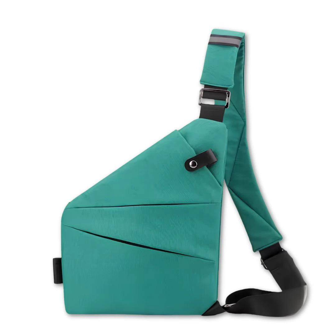 Crossbody sling bag designed for right handed and left handed travellers