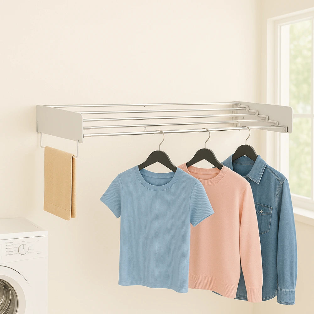 Foldable wall drying rack for small laundry