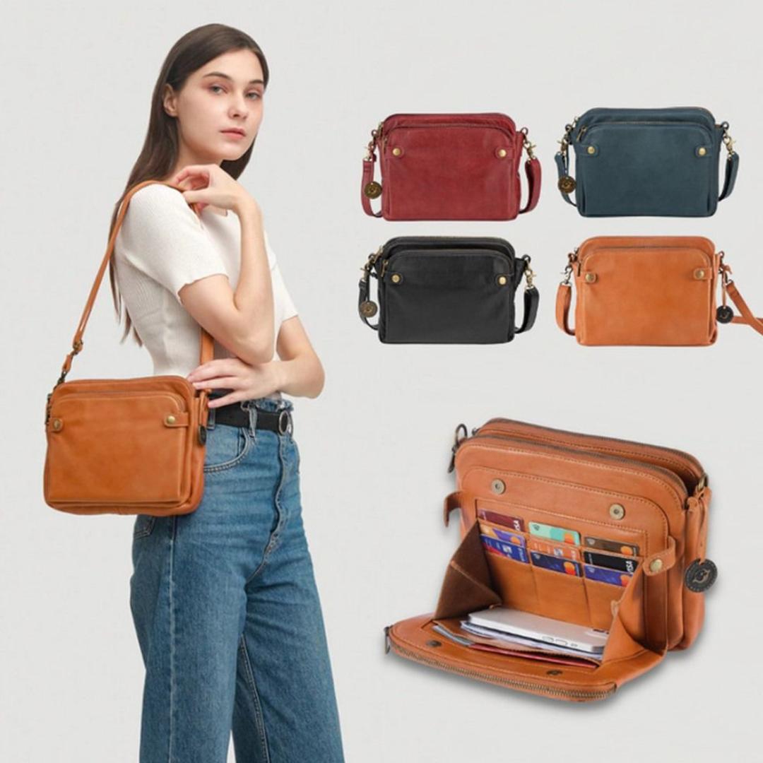 Leather anti-theft crossbody bag for women stylish travel design