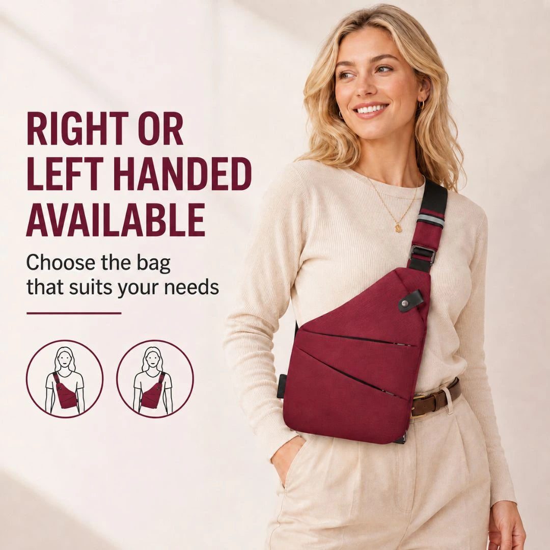Lightweight travel crossbody bag with concealed pockets and adjustable shoulder strap