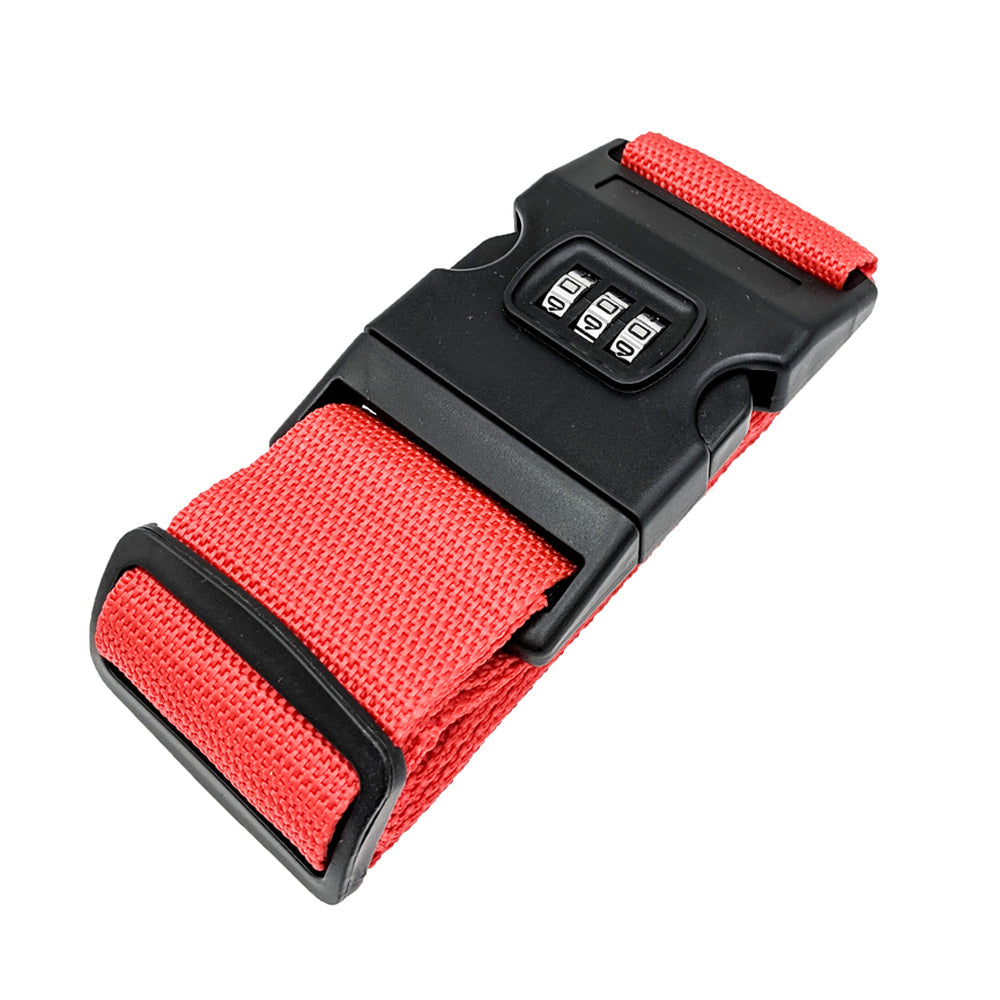 Lockable Luggage Straps keeping suitcase secure during transit