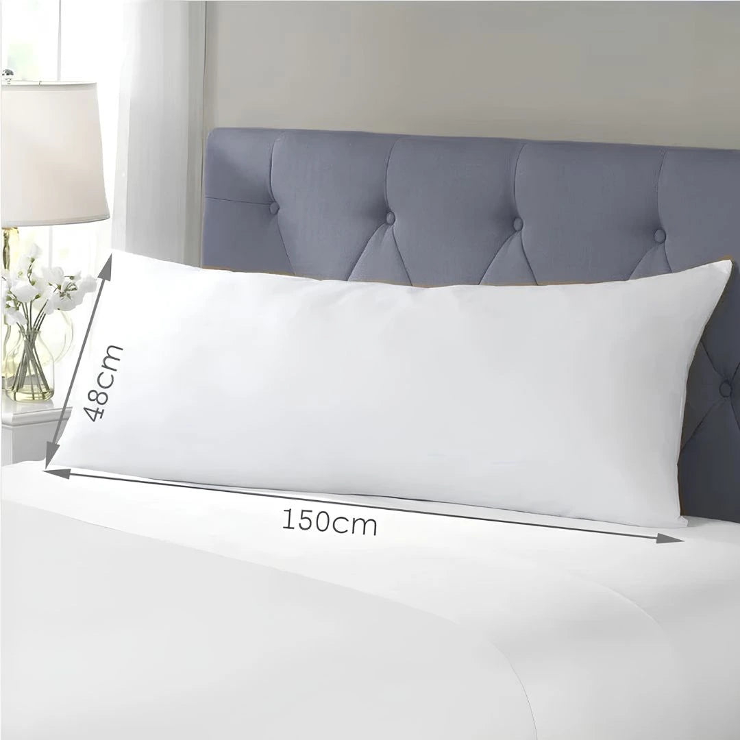 Long body pillow for side sleepers keeping neck hips and spine aligned
