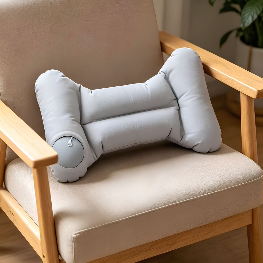 LumbarPro Inflatable Support Back Pillow deflated flat for packing