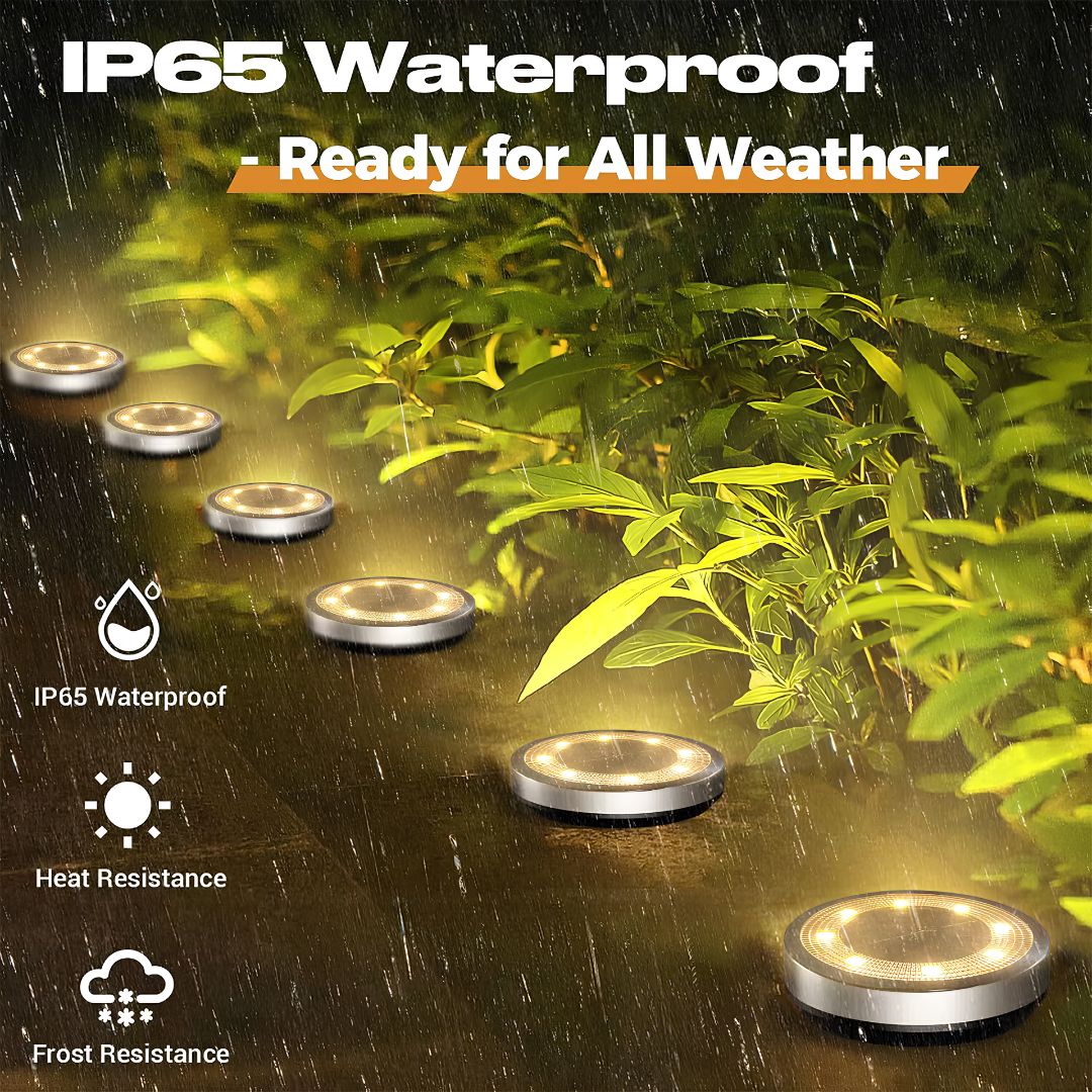 NightPath waterproof solar landscape lights working in rain and harsh weather