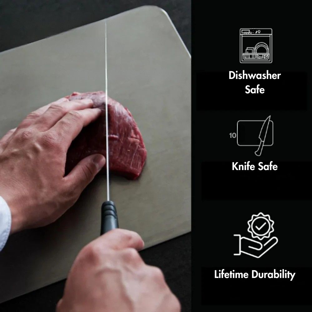 Hygienic titanium cutting board for kitchen food prep – dishwasher safe and bacteria-resistant