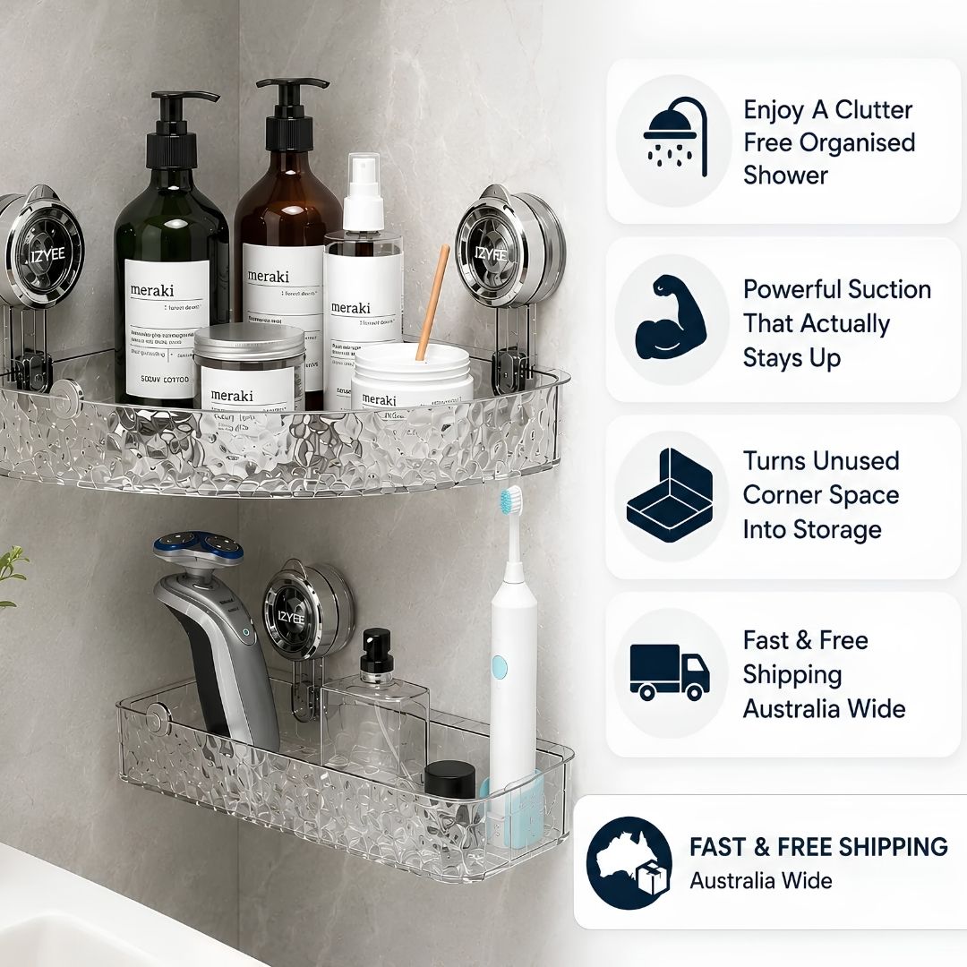 ProGrip waterproof suction shelf staying firm in hot steamy shower conditions