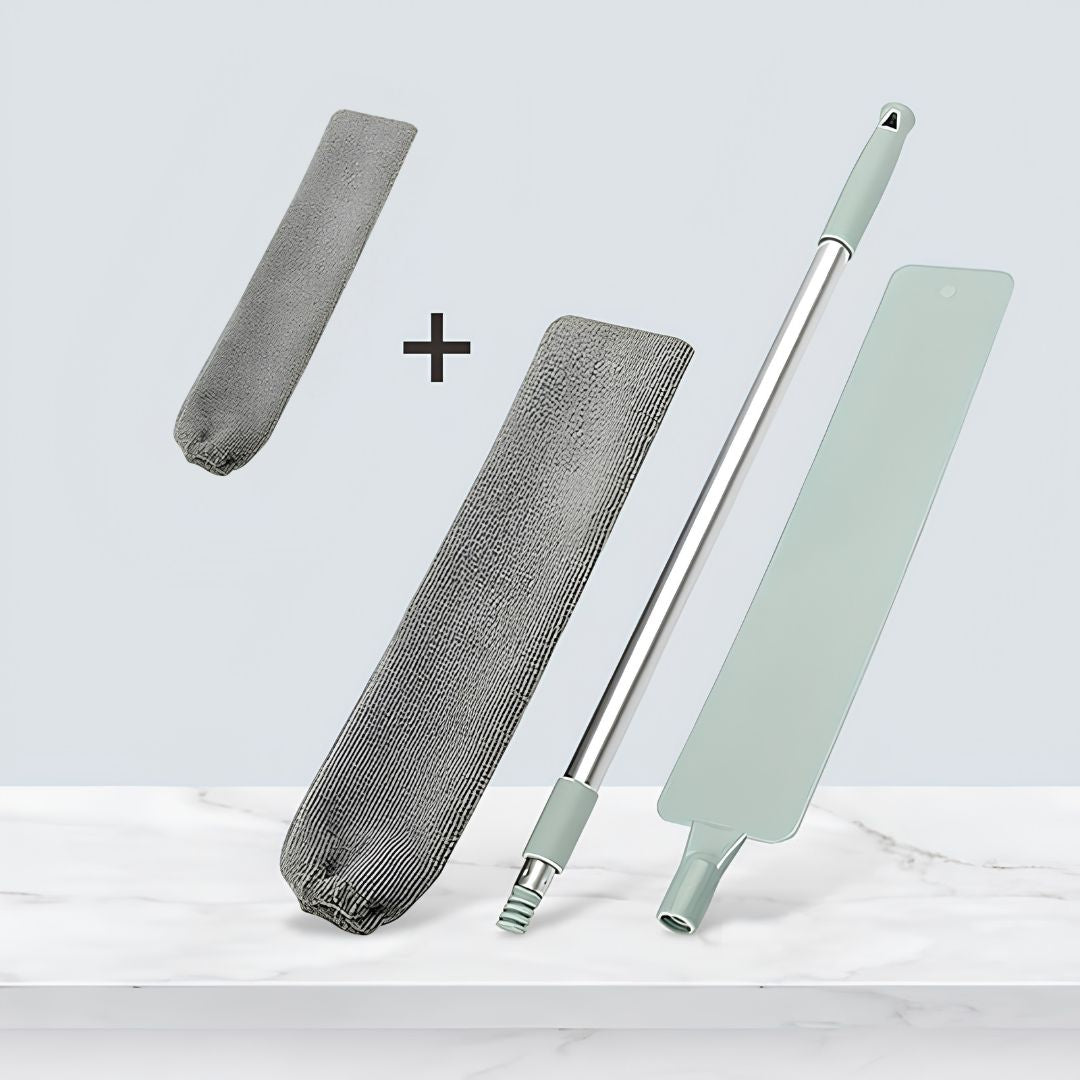 Retractable gap cleaner microfiber cloth being rinsed under tap for reuse