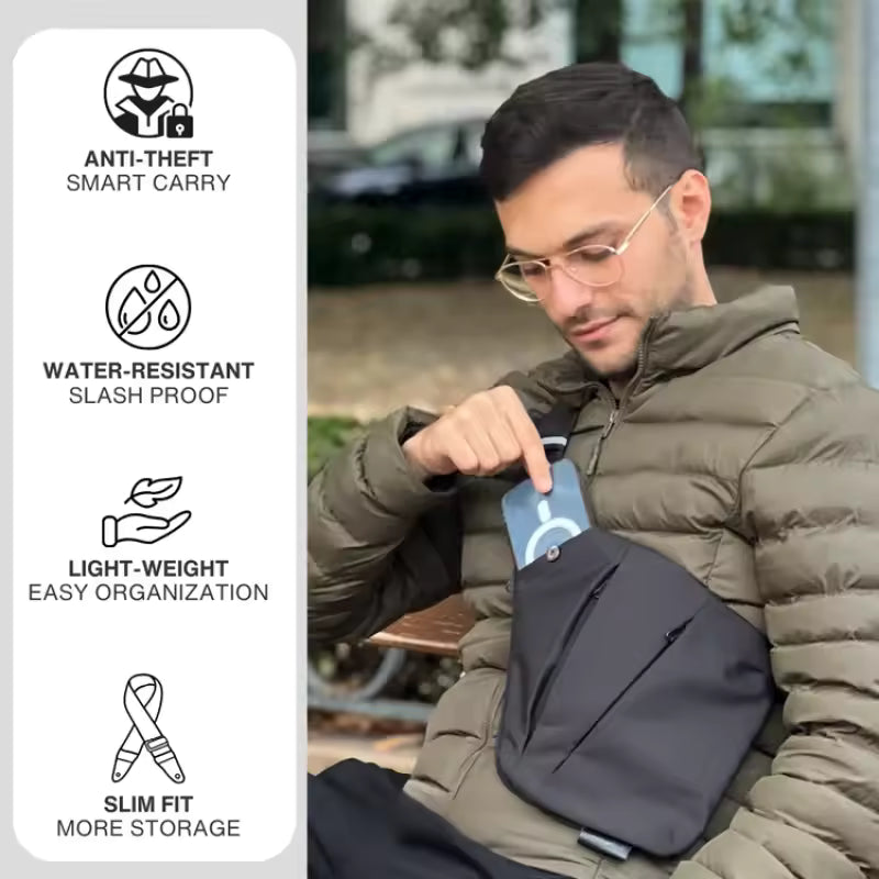 RFID blocking anti theft crossbody bag for passports and cards