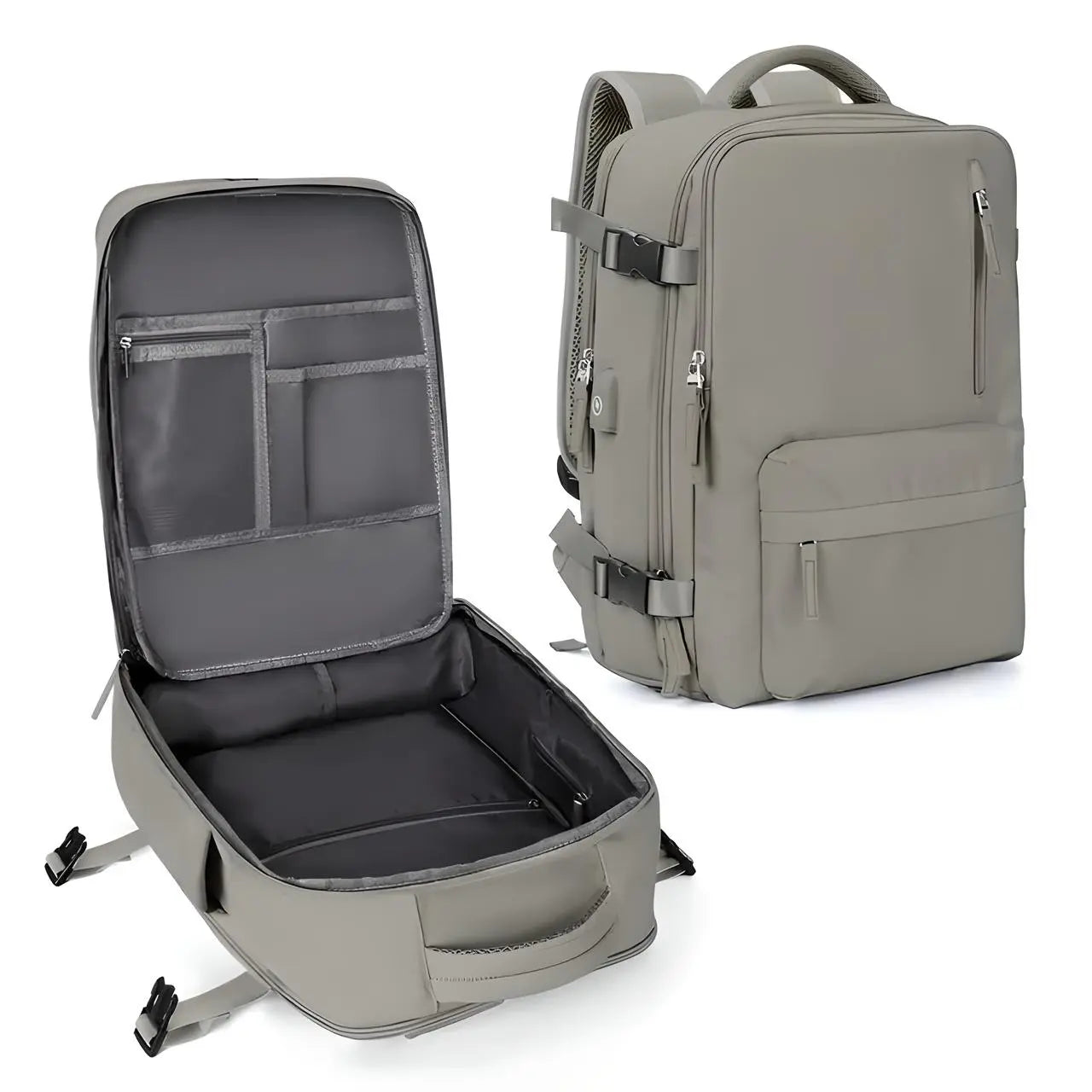 Waterproof Carry-On Backpack compact size next to suitcase