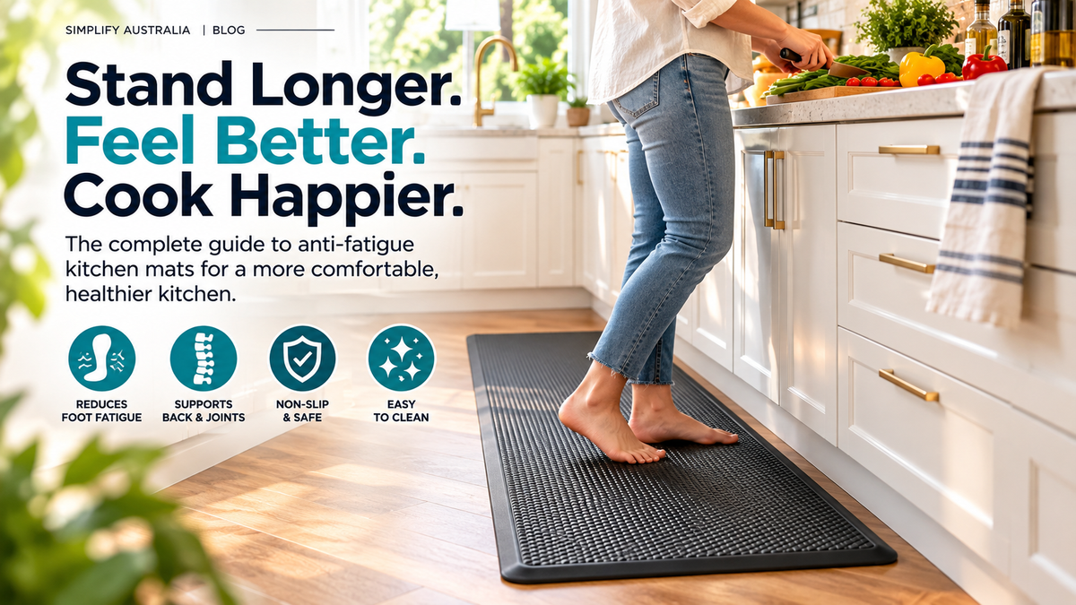 ComfortStep Anti-Fatigue Kitchen Mat by Simplify Australia — non slip kitchen mat with bevelled edges displayed on white background