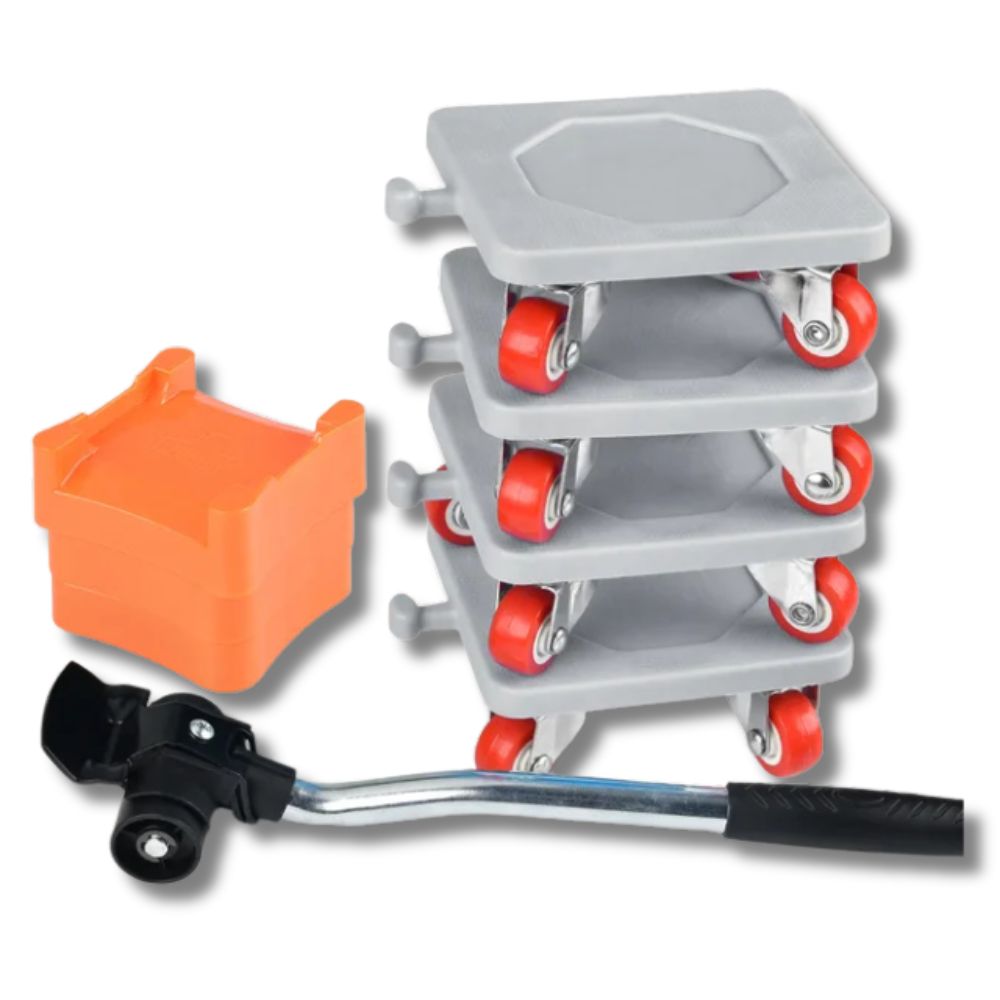 Easy-to-use crowbar and castor set for lifting heavy furniture

