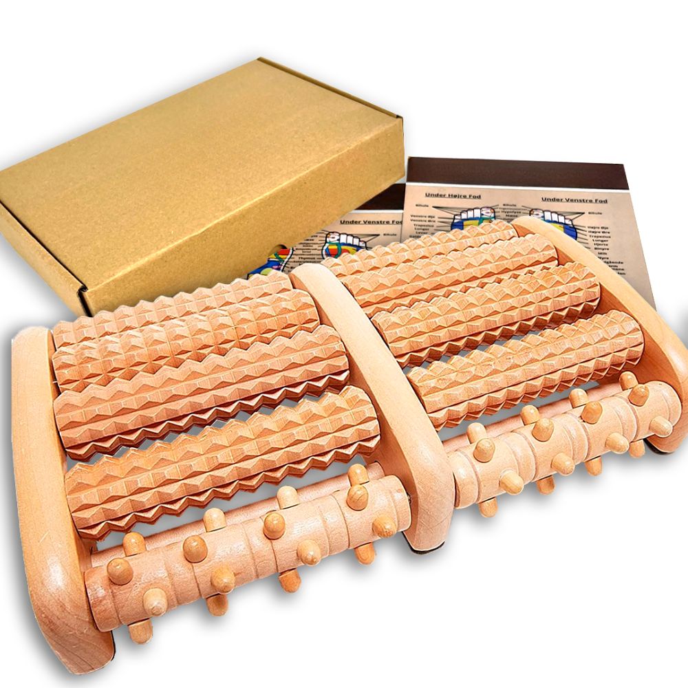 Wooden massage roller for daily use to reduce foot fatigue

