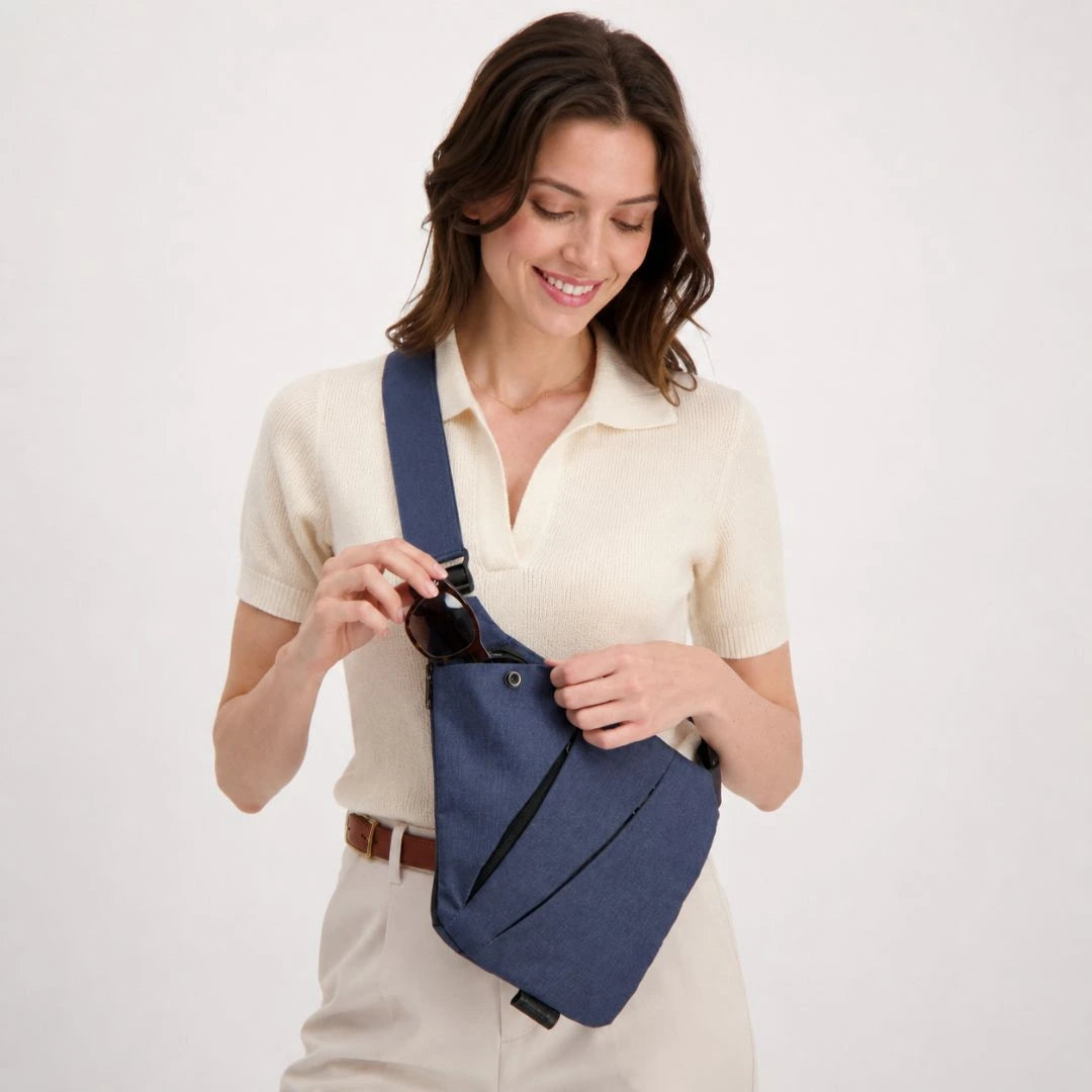 Stylish crossbody travel bag for safely carrying passports, cards and mobile phones