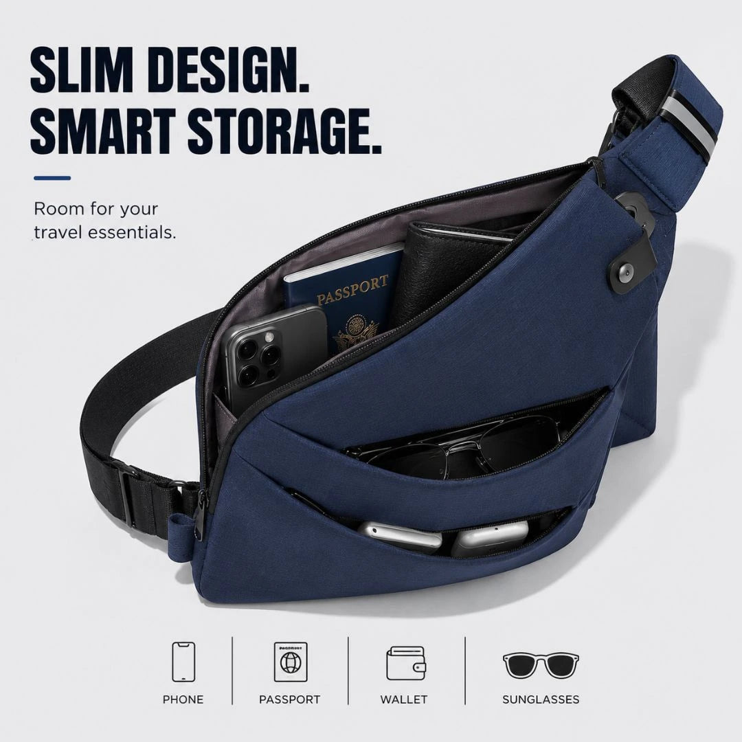 Anti-pickpocket crossbody bag for keeping money, cards and travel documents secure