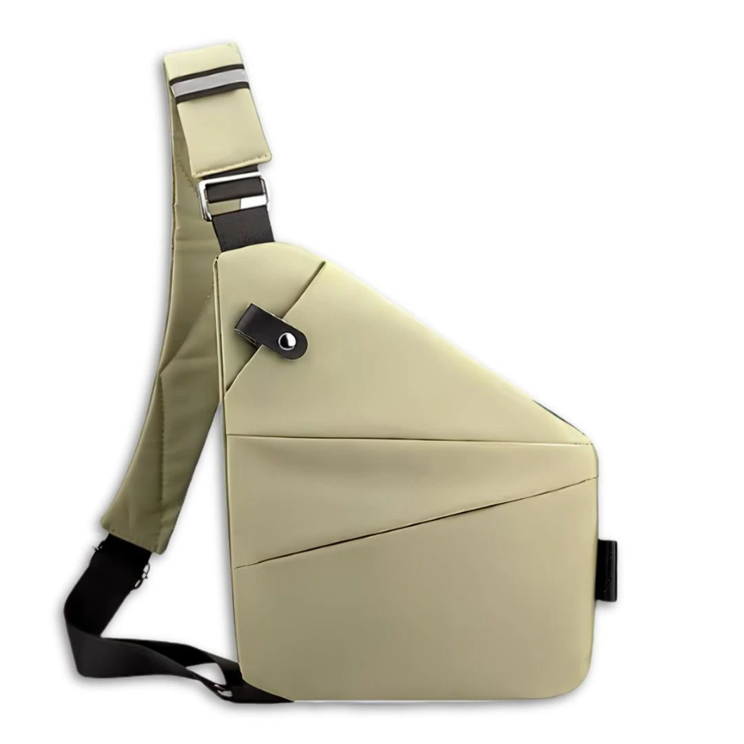 Anti pickpocket sling bag with concealed zip pockets for passport, phone and cards