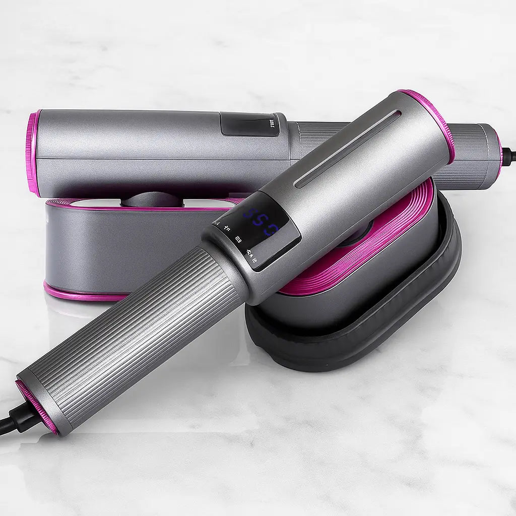 Compact handheld iron and steamer replacing bulky traditional ironing board setup