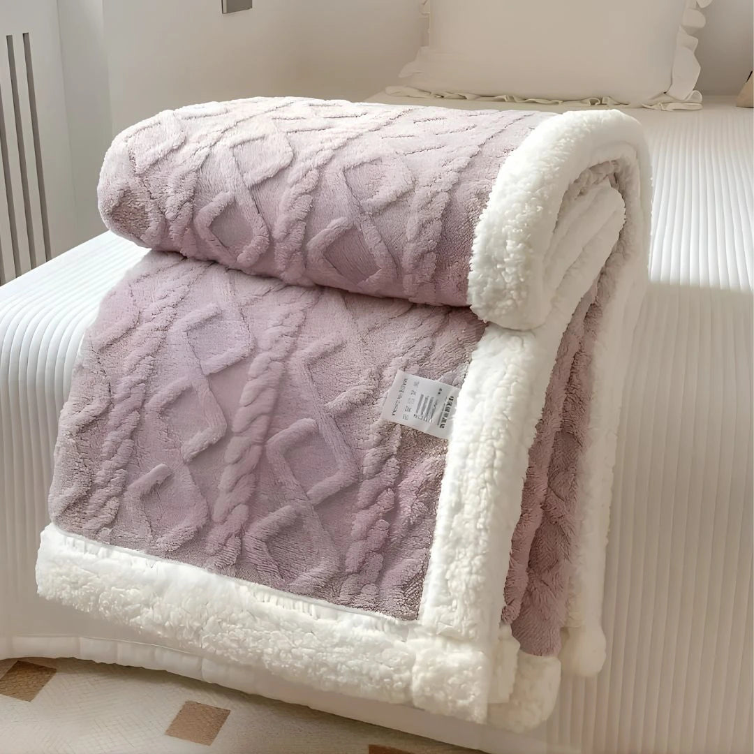 Cosy throw blanket used outdoors for picnic showing versatile all season use