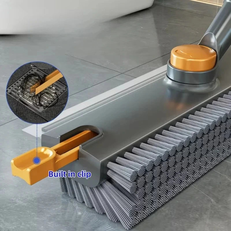 EasyFlex stiff bristle brush removing ground in dirt from textured bathroom tiles