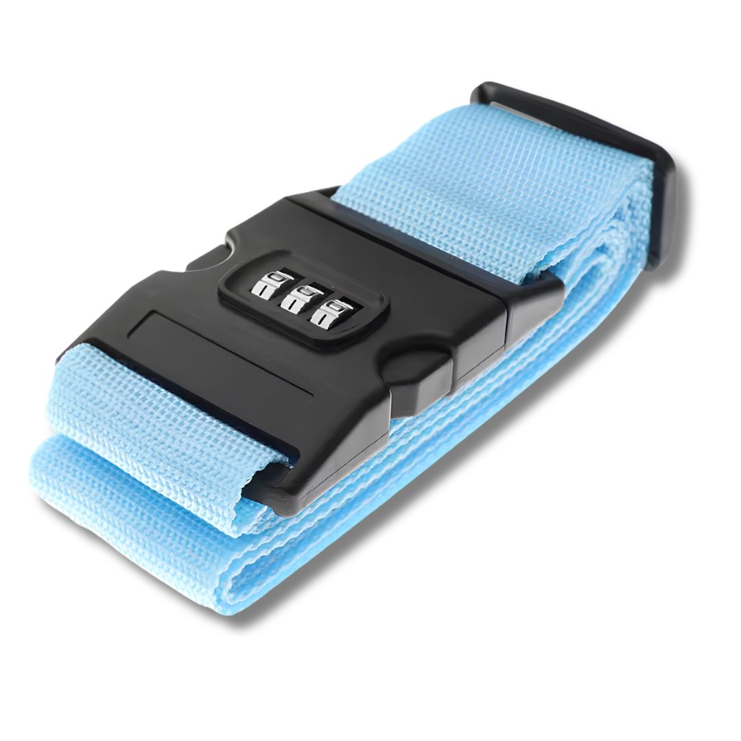 Lockable suitcase straps easy to spot at baggage claim