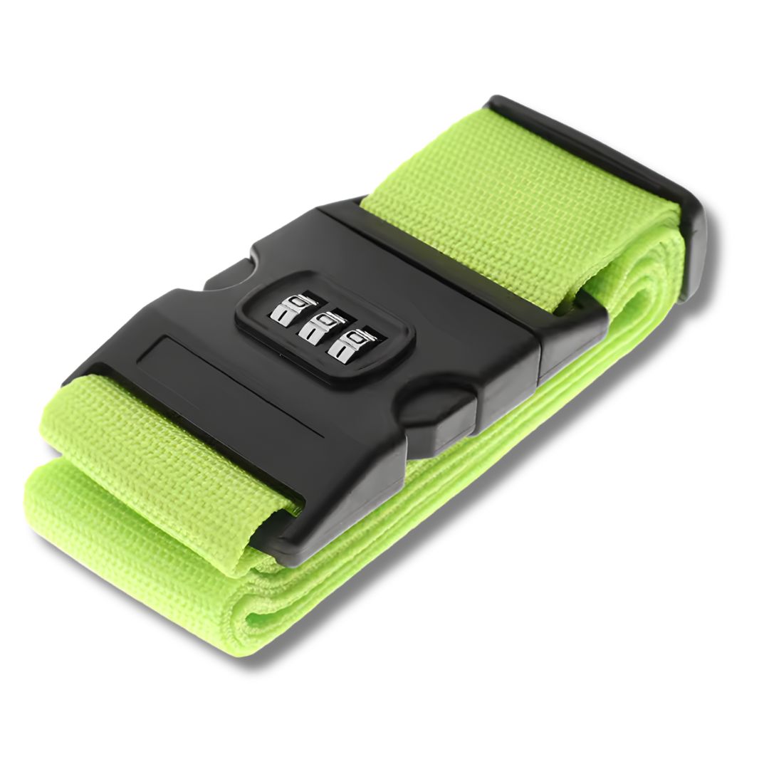 Luggage strap with combination lock setting 3 digit code