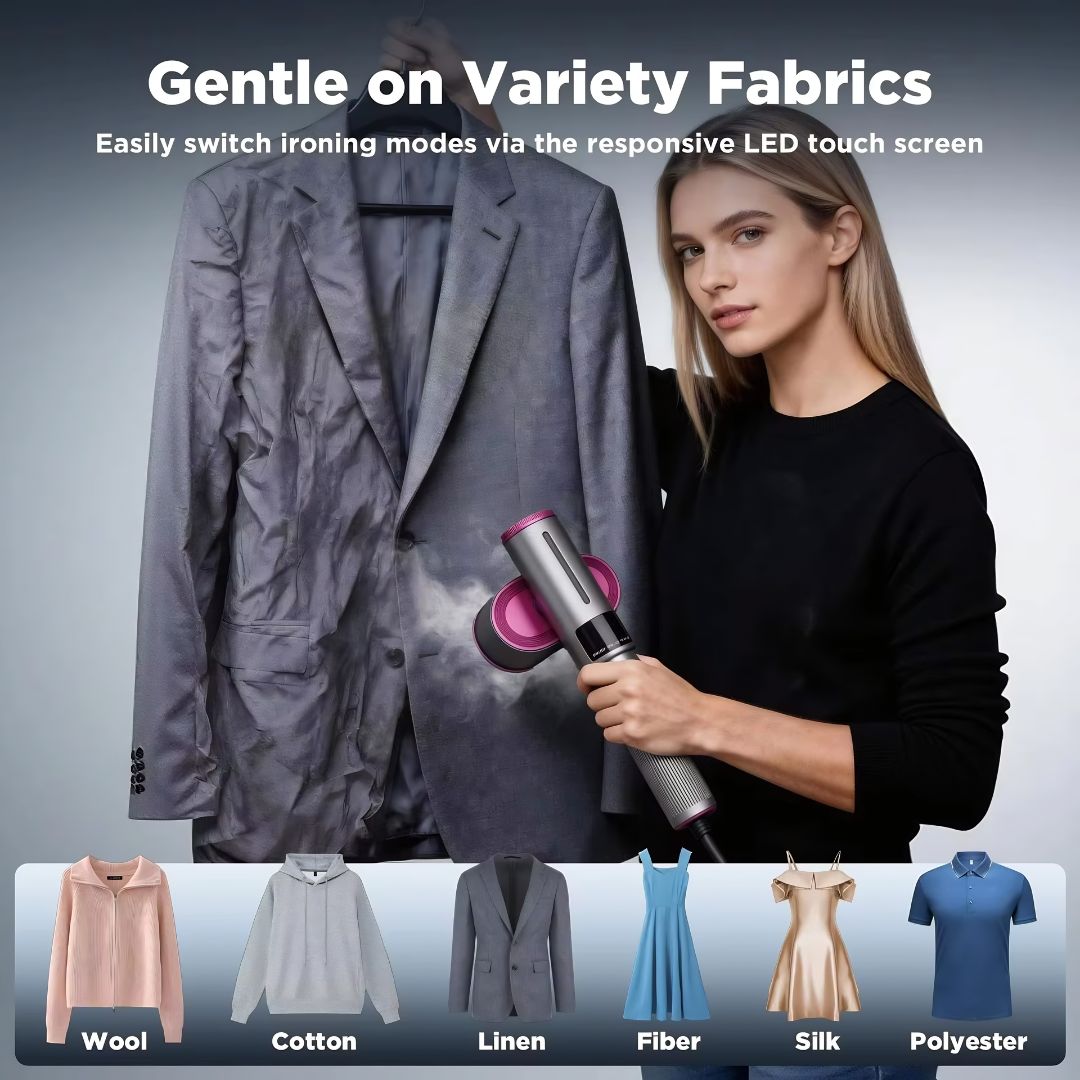 Mini iron portable for travel removing wrinkles from suit jacket on hanger