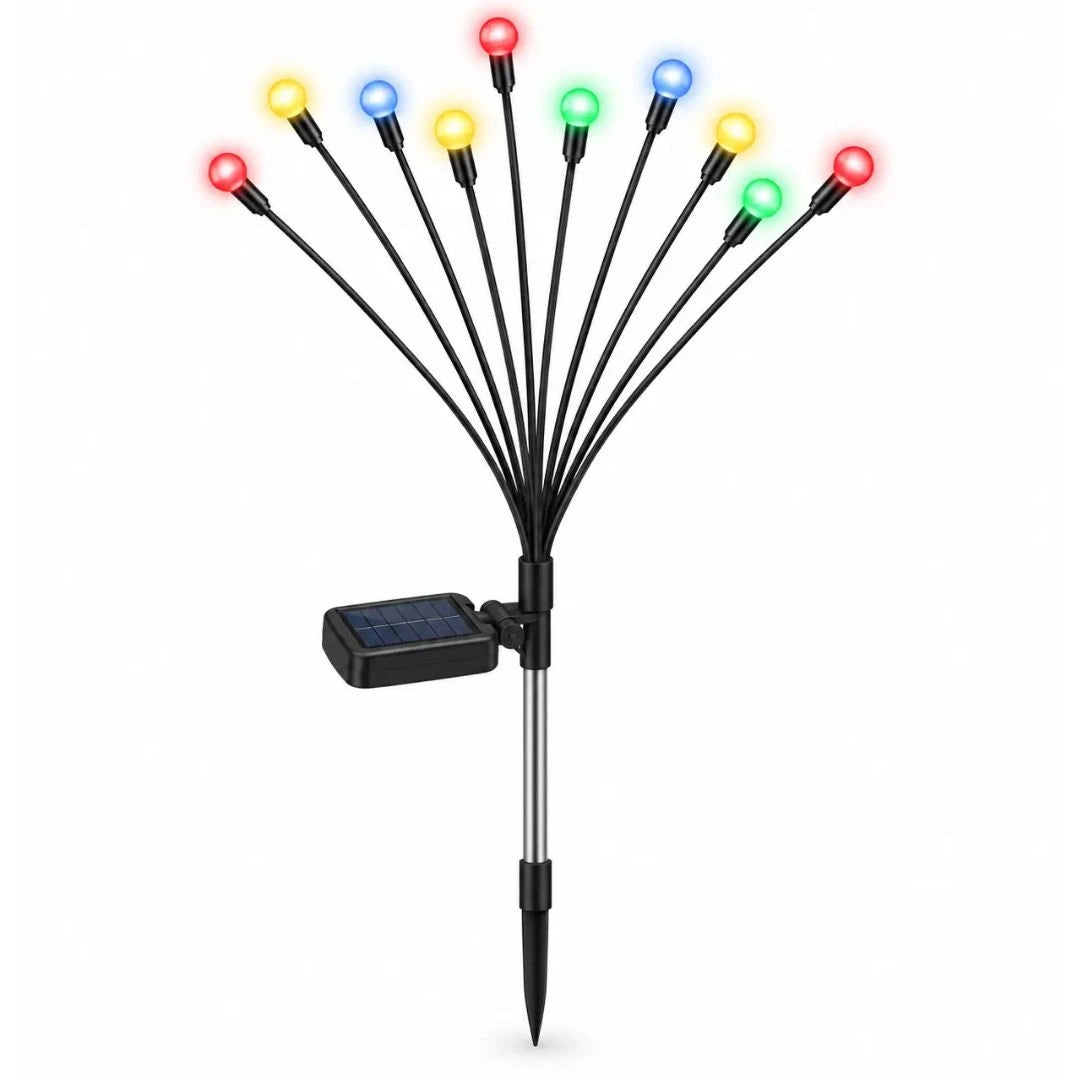 NightGlow solar swaying lights outdoor waterproof glowing at dusk in backyard