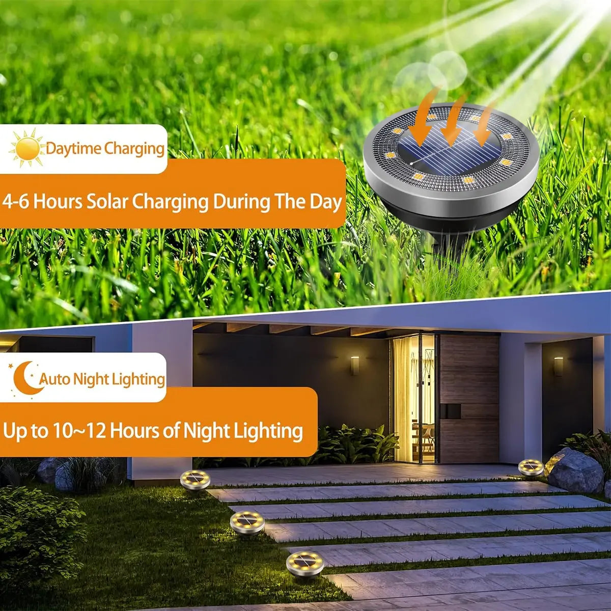 NightPath solar driveway lights flush mounted on hard surface with no wiring