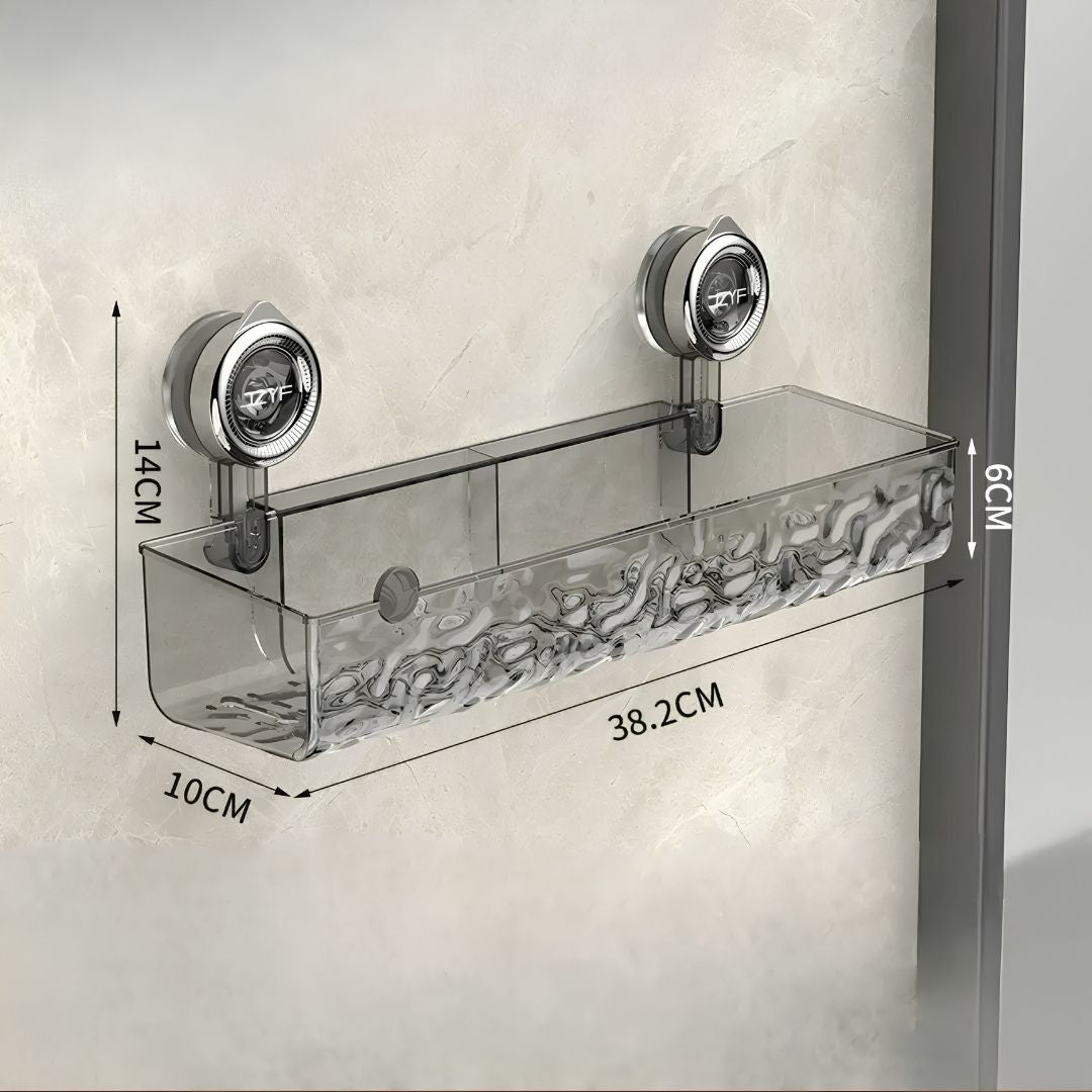 No drill bathroom organiser with removable suction cups leaving zero marks