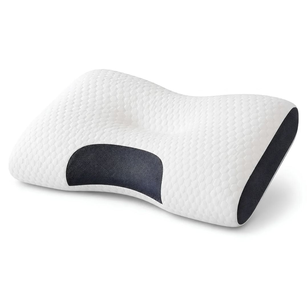 PillowPro Australian made contour pillow for neck support on white bed linen