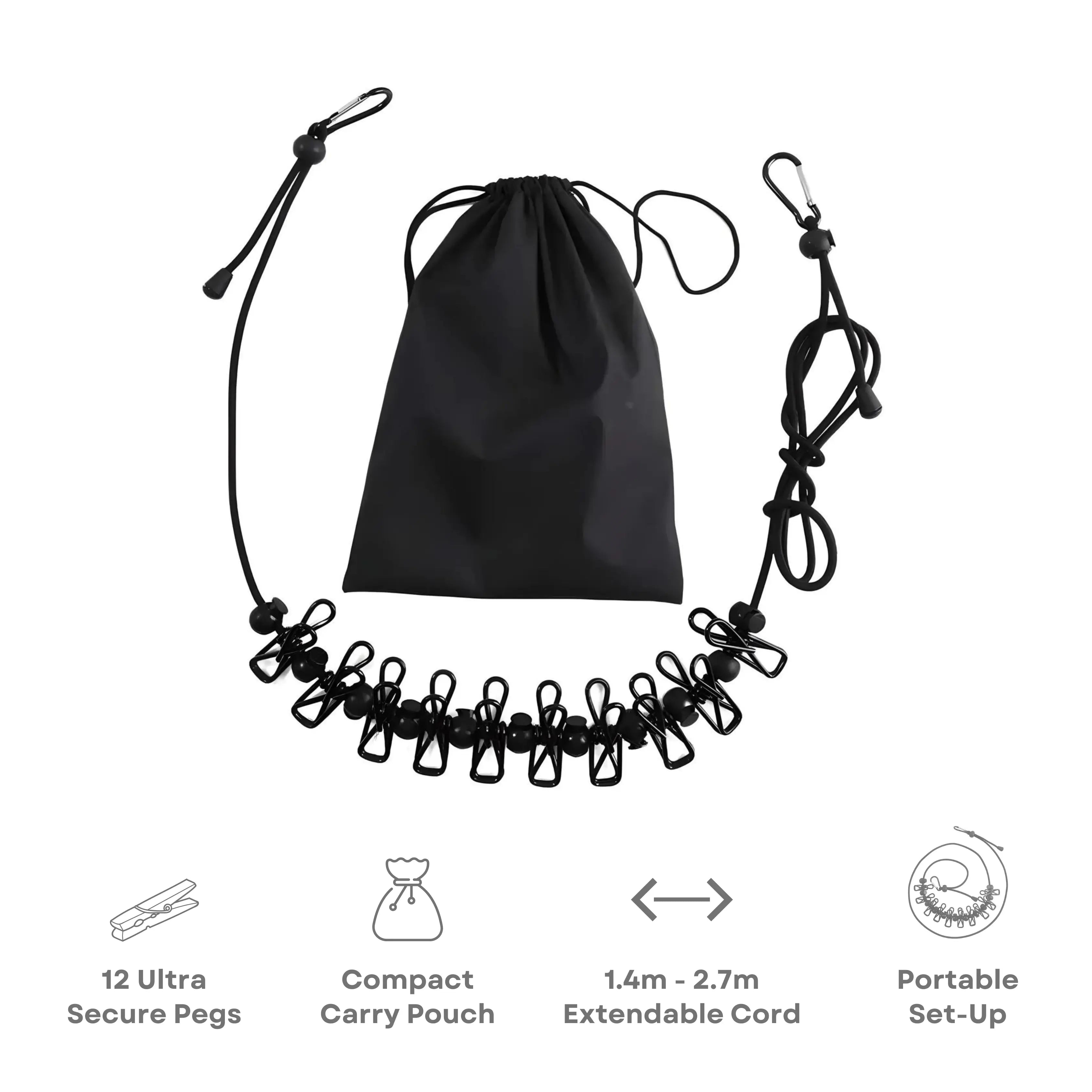 Portable Camping Clothesline lightweight and compact in hand
