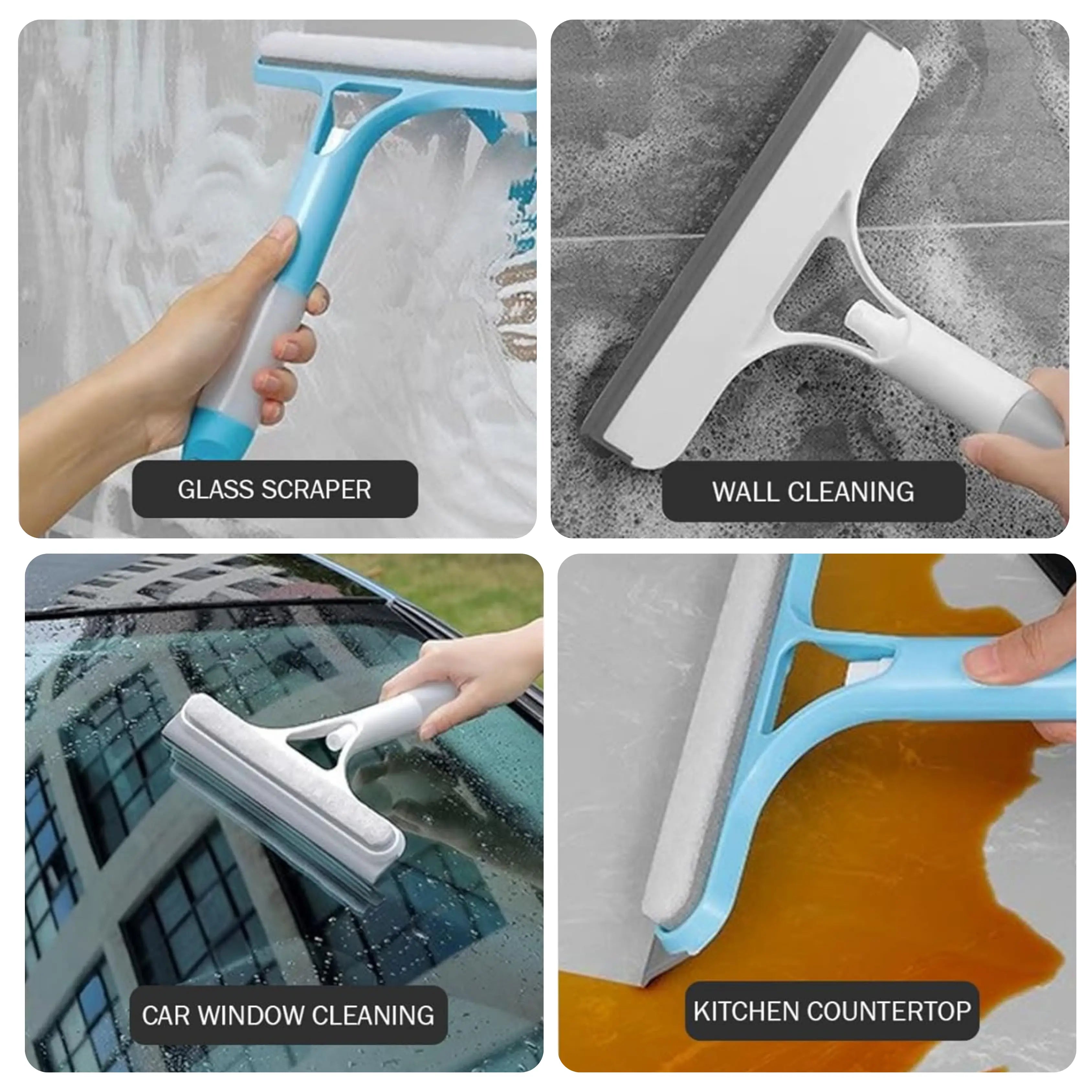 ProShine ergonomic glass cleaner removing water spots from frameless shower screen